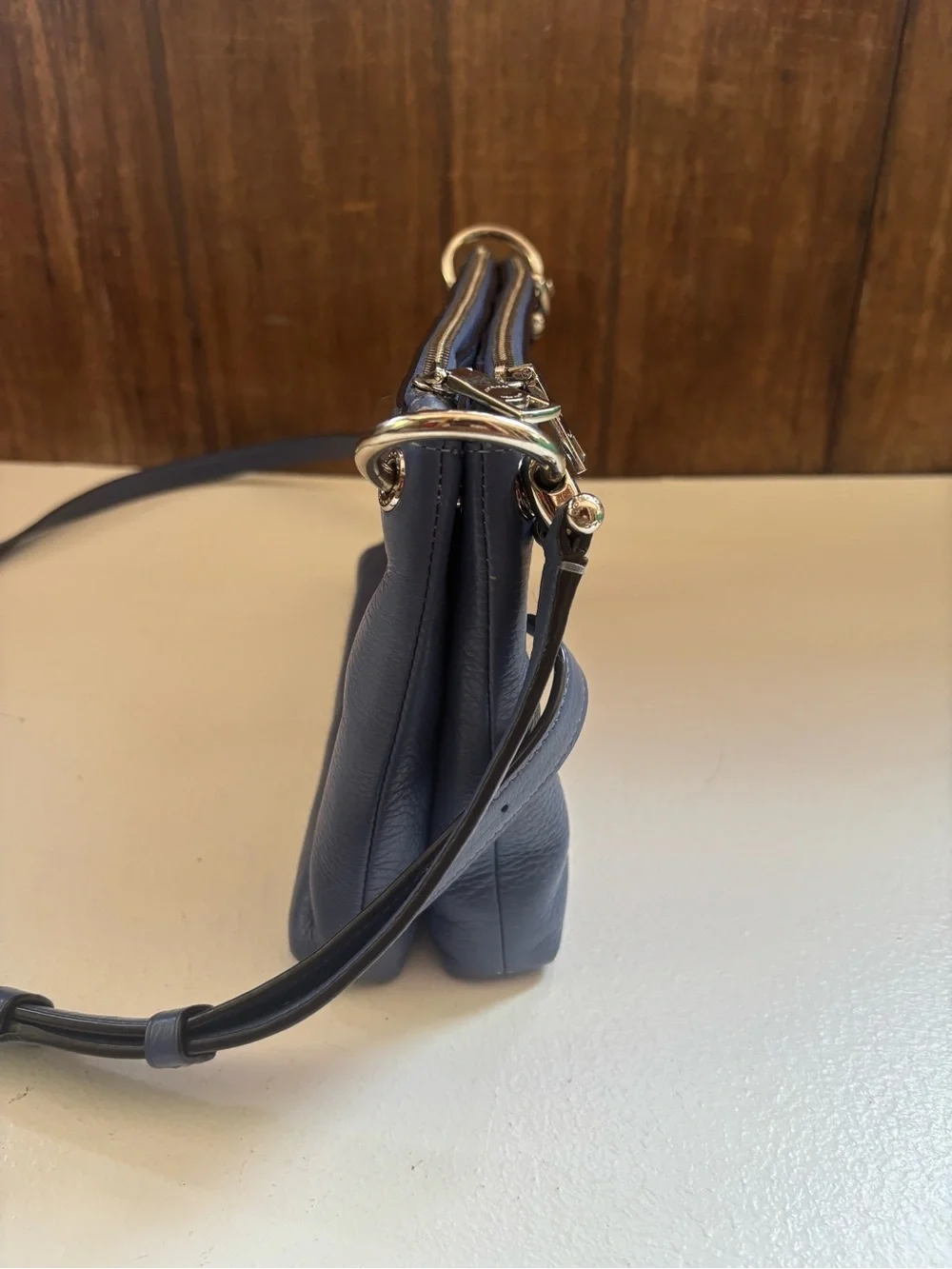 Coach Mia Crossbody bag in  pale blue pebbled leather